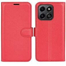 Custodia per telefono in pelle con texture litchi e supporto per Honor X6b (rosso)