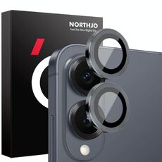 Per Samsung Galaxy S25 Edge 5G NORTHJO Pellicola protettiva per obiettivo della fotocamera CD con anello in metallo in vetro temperato (nero)