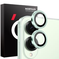 Per Samsung Galaxy S25 Edge 5G NORTHJO Pellicola protettiva per obiettivo della fotocamera CD con anello in metallo in vetro temperato (verde)