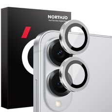 Per Samsung Galaxy S25 Edge 5G NORTHJO Pellicola protettiva per obiettivo della fotocamera CD con anello in metallo in vetro temperato (argento)