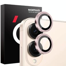 Per Samsung Galaxy S25 Edge 5G NORTHJO Pellicola protettiva per obiettivo della fotocamera CD con anello in metallo in vetro temperato (rosa)