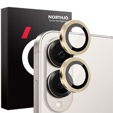 Per Samsung Galaxy S25 Edge 5G NORTHJO Pellicola protettiva per obiettivo della fotocamera CD con anello in metallo in vetro temperato (oro)