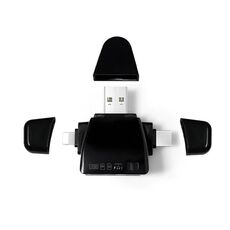 Lettore di schede universale 7 in 1 AJ-701 USB-A a USB-C / Tipo-C + Micro USB + 8 pin (nero)