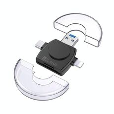 Lettore di schede TF/SD/NM multifunzione 6 in 1 USB 3.0 a USB-C/Tipo-C/8 pin (nero)