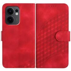 Per OPPO Reno13 F 4G / 5G Custodia in pelle con motivo a testa di elefante e cordino (rosso)