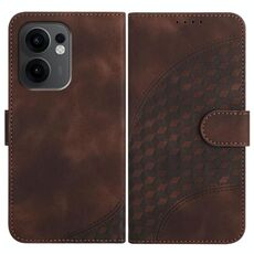 Per OPPO Reno13 F 4G / 5G Custodia in pelle con motivo a testa di elefante e cordino (caffè)