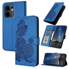 Per OPPO Reno13 F 4G / 5G Custodia in pelle con motivo a fiori di Datura (blu)