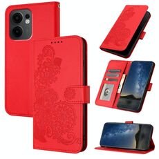 Per OPPO Reno13 F 4G / 5G Custodia in pelle con motivo a fiori di Datura (rosso)