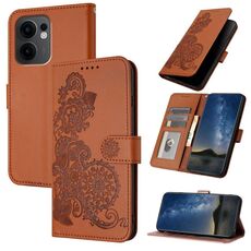 Per OPPO Reno13 F 4G / 5G Custodia in pelle con motivo a fiori di Datura (marrone)