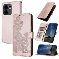 Per OPPO Reno13 F 4G / 5G Custodia in pelle con stampa a fiori di Datura (oro rosa)
