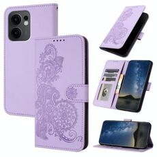 Per OPPO Reno13 F 4G / 5G Custodia in pelle con stampa a fiori Datura (viola)