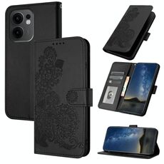 Per OPPO Reno13 F 4G / 5G Custodia in pelle con stampa a fiori Datura (nero)