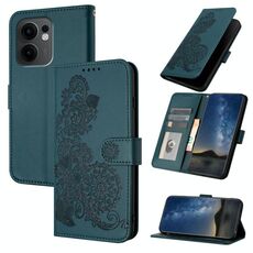 Per OPPO Reno13 F 4G / 5G Custodia in pelle con motivo a fiori di Datura (verde scuro)