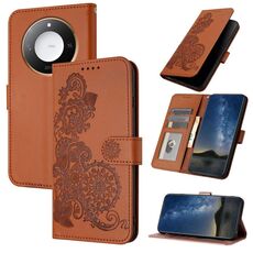 Per Honor X60 / X9c Smart Datura Flower Custodia in pelle con stampa flip per telefono (marrone)
