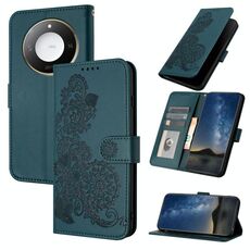 Per Honor X60 / X9c Smart Datura Flower Custodia in pelle con stampa flip (verde scuro)