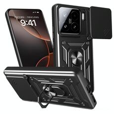 Per Xiaomi 15 Custodia per telefono con design scorrevole per fotocamera TPU ibrido per PC (nero)