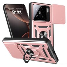 Per Xiaomi 15 Custodia per telefono con design scorrevole per fotocamera TPU Hybrid PC (oro rosa)