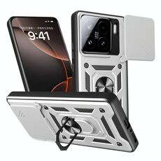 Per Xiaomi 15 Custodia per telefono con design scorrevole per fotocamera TPU ibrido per PC (argento)