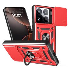 Per Xiaomi 15 Pro Custodia per fotocamera scorrevole Design TPU Hybrid PC Phone Case (Rosso)