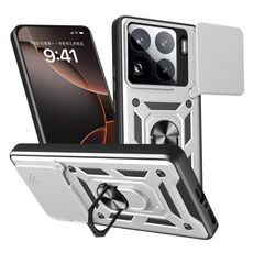 Per Xiaomi 15 Pro Custodia per fotocamera scorrevole Design TPU Hybrid PC Phone Case (Argento)