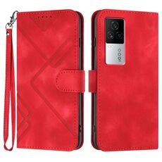 Per vivo iQOO 7 India / iQOO Neo5 Line Pattern Custodia in pelle per telefono (rosso)