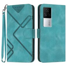 Per vivo iQOO 7 India / iQOO Neo5 Line Pattern Custodia in pelle per telefono (azzurro chiaro)