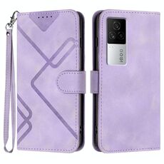 Per vivo iQOO 7 India / iQOO Neo5 Line Pattern Custodia in pelle per telefono (viola chiaro)