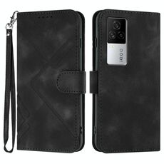 Per vivo iQOO 7 India / iQOO Neo5 Line Pattern Custodia in pelle per telefono (nero)