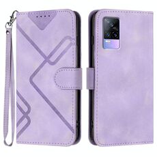 Per vivo V21e 4G / Y73 2021 Custodia in pelle con motivo a linee (viola chiaro)