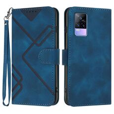 Per vivo V21e 4G / Y73 2021 Custodia in pelle con motivo a linee (blu reale)
