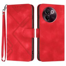 Per vivo V30e Line Pattern Custodia in pelle per telefono (rosso)