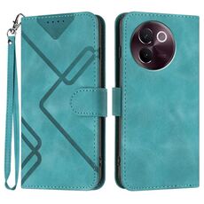 Per vivo V30e Line Pattern Custodia in pelle con motivo a pelle (azzurro chiaro)