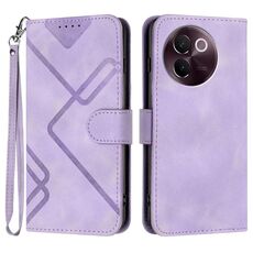 Per vivo V30e Line Pattern Custodia in pelle con motivo a pelle (viola chiaro)