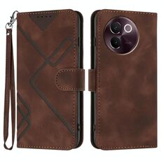 Per vivo V30e Line Pattern Custodia in pelle per telefono (caffè)
