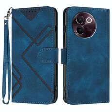 Per vivo V30e Custodia in pelle con motivo a linee (blu reale)