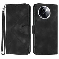 Per vivo Y200i Custodia in pelle con motivo a linee (nero)