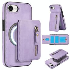 Per iPhone 7/8/SE 2022 Custodia per telefono con cerniera e MagSafe in pelle (viola)