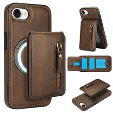 Per iPhone 7/8/SE 2022 Custodia per telefono con cerniera e MagSafe in pelle (marrone)