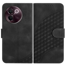 Per vivo V30e Custodia in pelle con motivo a testa di elefante in rilievo e cordino (nero)