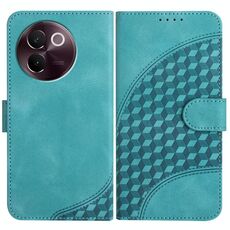 Per vivo V30e Custodia in pelle con motivo a testa di elefante in rilievo e cordino (azzurro chiaro)