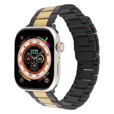 Per Apple Watch 42mm / 41mm / 40mm / 38mm Cinturino magnetico in acciaio a tre perle (oro nero)