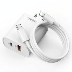 Caricabatterie rapido REMAX RP-U37 18W QC+PD con cavo da 1 m tipo C a 8 pin, tipo di spina: spina USA (bianco)