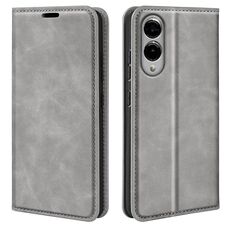 Per Samsung Galaxy S25 Edge 5G Custodia in pelle con ventosa magnetica Retro-skin (grigio)