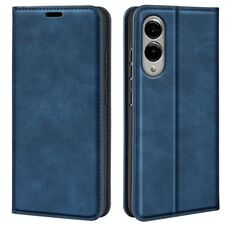 Per Samsung Galaxy S25 Edge 5G Custodia in pelle con ventosa magnetica Retro-skin (blu scuro)