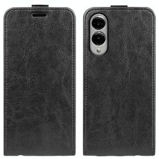 Per Samsung Galaxy S25 Edge 5G R64 Texture Custodia in pelle con flip verticale (nero)