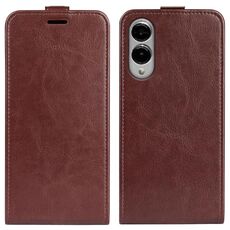 Per Samsung Galaxy S25 Edge 5G R64 Texture Custodia in pelle con flip verticale (marrone)