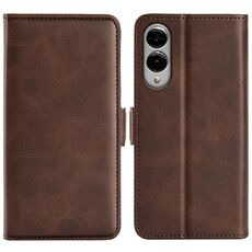 Per Samsung Galaxy S25 Edge 5G Custodia in pelle con fibbia magnetica orizzontale a doppio lato (marrone)