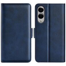 Per Samsung Galaxy S25 Edge 5G Custodia in pelle con chiusura magnetica orizzontale a doppio lato (blu scuro)