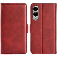 Per Samsung Galaxy S25 Edge 5G Custodia per telefono in pelle con fibbia magnetica orizzontale a doppio lato (rosso)