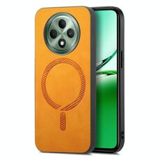 Per OPPO Reno12 F 5G Retro Magsafe Custodia per telefono con cover posteriore in PU magnetica (giallo)